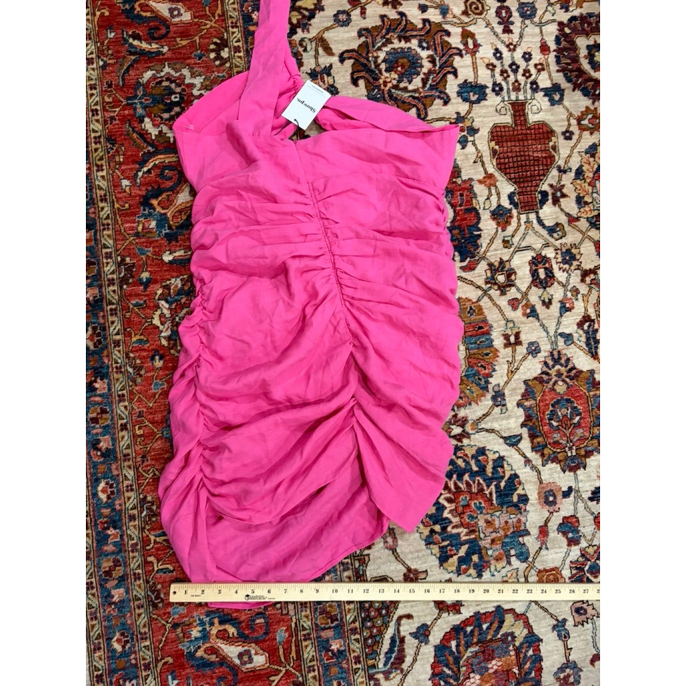 Showpo Hot Pink One-Shoulder Ruched Mini Dress Size 16 – NWT – Party Cocktail